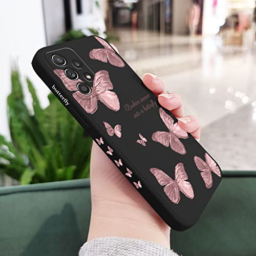 LIFEKA Red Blue Butterfly Hülle für Samsung A73 A53 A33 A23 A13 A03 A03S A72 A52 A52S A32 A02S A02 A12 A71 A51 A31 A22 A21S 4G 5G Cover, Schwarz 2, für Samsung A32 5G von LIFEKA