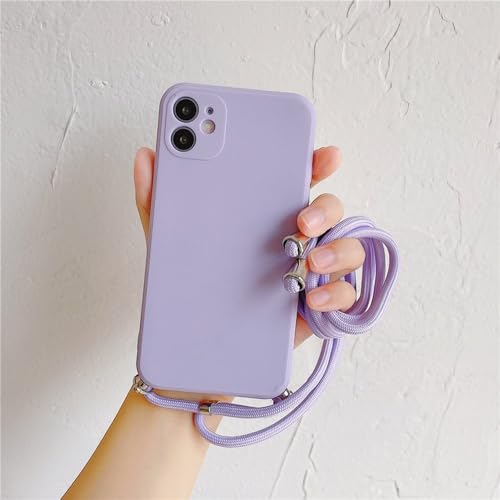 LIFEKA Umhängeband mit Umhängeband, Silikon-Handyhülle für OnePlus 10 9 9R 9RT 8 7 7T Pro Nord CE 2 5G Cover, Lila, Für OnePlus 8 Pro von LIFEKA
