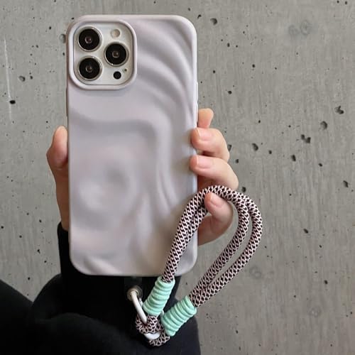 LIFEKA Wrinkle Pleats Bunte Lanyard-Hülle für iPhone 14 13 12 Pro Max 11 Matte Hülle mit Seilkordel-Schutzhülle Softshell, Grauweiß, Für iPhone 14 LIFEKA Wrinkle Pleats Bunte Lanyard-Hülle für iPhone 14 13 12 Pro Max 11 Matte Hülle mit Seilkordel-Schutzhülle Softshell, Grauweiß, Für iPhone 14 von LIFEKA
