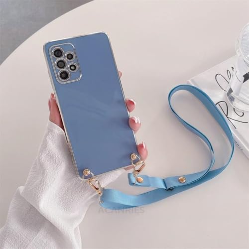 Lanyard-Beschichtungshülle für Samsung Galaxy A54 A34 A24 A14 4G 5G A04 M52 M54 M14 M23 M13 Kordel-Silikonhülle, ZBBGS Graublau, für Samsung A14 (4G 5G) von LIFEKA