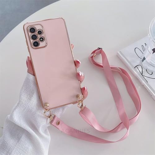 Lanyard-Beschichtungshülle für Samsung Galaxy A54 A34 A24 A14 4G 5G A04 M52 M54 M14 M23 M13 Kordel-Silikonhülle, ZBBGS Pink, für Samsung M13 (4G 5G) von LIFEKA