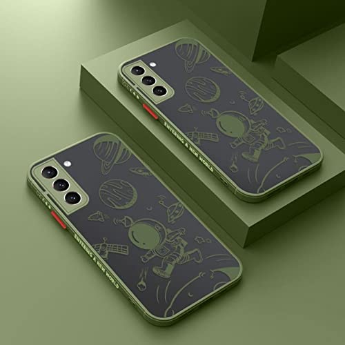 Space Astronaut Matte Case für Samsung Galaxy S22 S21 Ultra S20 S21 FE Plus S10 A32 A70 A50 A72 A71 A51 A52 A53 5G Hard Cover, AU21, Matcha, für Samsung S22 von LIFEKA