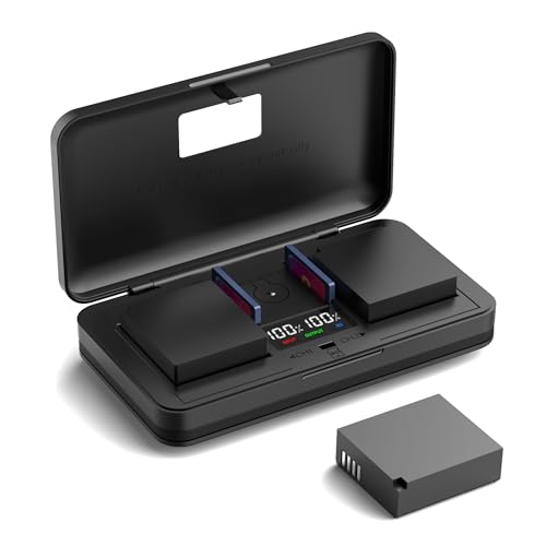 DMW-BLG10/BLE9E(1800mA) Kamera Akku Multifunktions Ladegerät Set (inkl. Zwei Batterien) Kompatibel mit Panasonic Lumix GF5 GF6 GX7 GX9 GX80 DMC-LX100 G100 ZS70 ZS80 ZS110 Leica Kameras von LIFEMOI