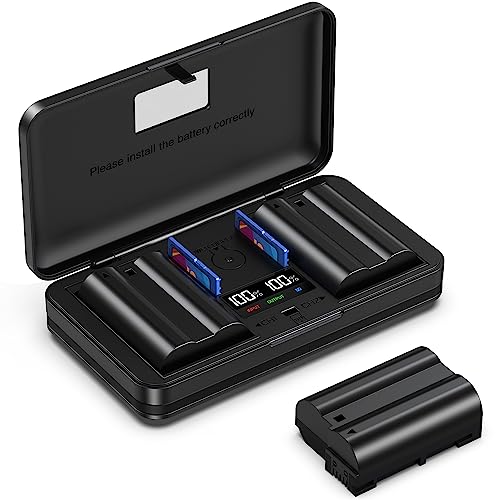 EN-EL15 (2200mA) Kamera Akku Multifunktions Ladegerät Set (inkl. zwei Akkus) kompatibel mit Nikon Z6 Z7 V1D 750D 7500D 850D 7000Db7100D 7200D 500D 780D 600D 610D 800D 810D 810a von LIFEMOI