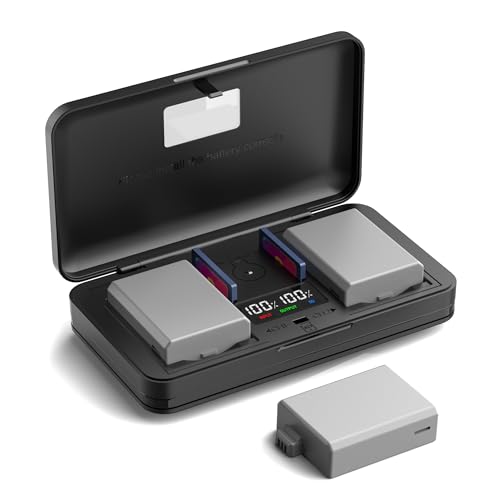 LP-E5 (1500 mA) Multifunktionales Akku-Ladegerät für Kamera (inkl. zwei Batterien), kompatibel mit Canon EOS M/M2/10/50/50 Mark II/M100/200, 100D, Rebel SL1, PowerShot SX70 HS von LIFEMOI