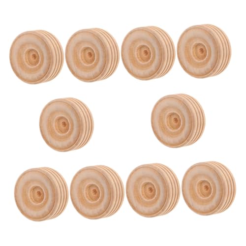 LIFKOME 10 Stück Holzrad Modellauto Ersatzräder Autorad Modellautoräder Bastelräder Holzspielzeugräder Kleine Holzräder Basteln Holzräder Beige Baum von LIFKOME