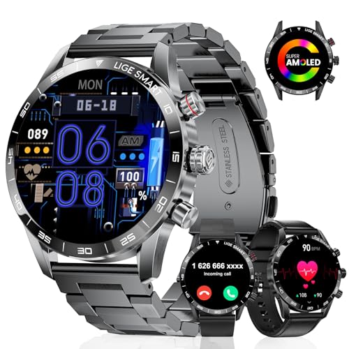 AMOLED Smartwatch Herren mit 3 Armbänder, Bluetooth-Anrufe,400mAh 15 Tage Lange Akkulaufzeit,Sportuhr 124 Sportmodi/Schlafmonitor/SpO2,IP68 Smart Watch für Android iOS AMOLED Smartwatch Herren mit 3 Armbänder, Bluetooth-Anrufe,400mAh 15 Tage Lange Akkulaufzeit,Sportuhr 124 Sportmodi/Schlafmonitor/SpO2,IP68 Smart Watch für Android iOS von LIGE