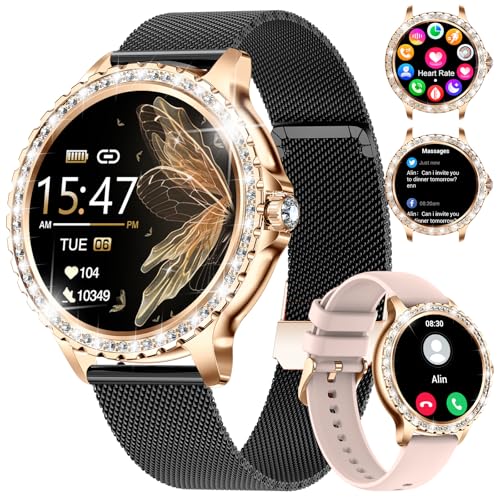 Damen Smartwatch Bluetooth Telefonanruf für Android iOS 100+ Sport Activity Tracker 1,32" HD Full Touch Screen Frauen Smartwatch Herzfrequenz Schlaf Monitor Diamant Schwarz Masche Damen Smart Watch Damen Smartwatch Bluetooth Telefonanruf für Android iOS 100+ Sport Activity Tracker 1,32" HD Full Touch Screen Frauen Smartwatch Herzfrequenz Schlaf Monitor Diamant Schwarz Masche Damen Smart Watch von LIGE