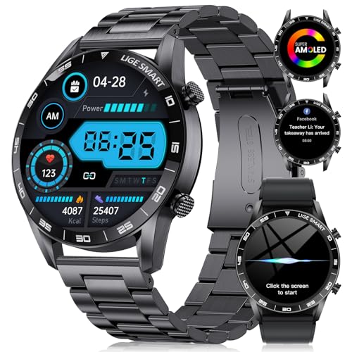 LIGE 1,43'' AMOLED Smartwatch Herren mit Telefonfunktion und Sprachassistenz,400mAh,109 Sportmodi Fitnessuhr Herren mit Herzfrequenz,SpO2,Smart Watch für Android iOS LIGE 1,43'' AMOLED Smartwatch Herren mit Telefonfunktion und Sprachassistenz,400mAh,109 Sportmodi Fitnessuhr Herren mit Herzfrequenz,SpO2,Smart Watch für Android iOS von LIGE