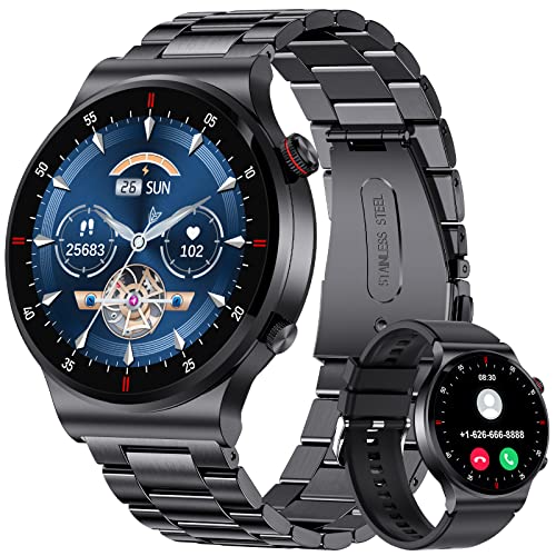 LIGE 2023 Smartwatch Herren mit Telefonfunktion,1.39 Zoll Fittness Armbanduhr Herren mit Schrittzähler/Blutdruckmessung,IP67 Wasserdicht Outdoor Metallarmband Smart Watch für Android iOS, SML2-A von LIGE