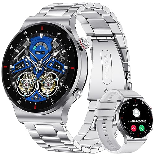 2023 Smartwatch Herren mit Telefonfunktion,1.39 Zoll Fittness Armbanduhr Herren mit Schrittzähler/Blutdruckmessung,IP67 Wasserdicht Outdoor Metallarmband Smart Watch für Android iOS von LIGE