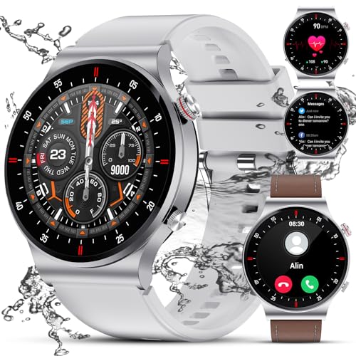 LIGE Bluetooth Smartwatch Herren mit Telefonfunktion für Android und iOS 1,43" AMOLED Always-on Display Männer Smartwatch 400 mAh Herzfrequenz Schlaf Gesundheit Monitor Braun Herren Smartwatch von LIGE