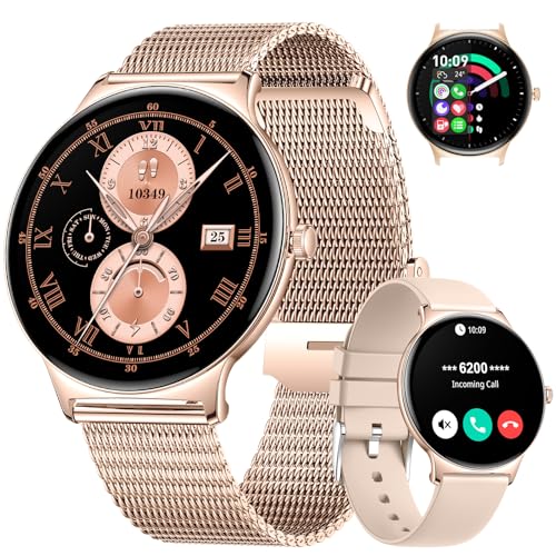 Damen Smart Watch Bluetooth Anrufe für Android iOS 1.43" AMOLED Always-on Display 7,9mm dünn Damen Smartwatch Rosegold Netz,MenstruationszyklusSchrittzähler/Kalorien/Schlaf Monitor,100+ Sport Mode Damen Smart Watch Bluetooth Anrufe für Android iOS 1.43" AMOLED Always-on Display 7,9mm dünn Damen Smartwatch Rosegold Netz,MenstruationszyklusSchrittzähler/Kalorien/Schlaf Monitor,100+ Sport Mode von LIGE