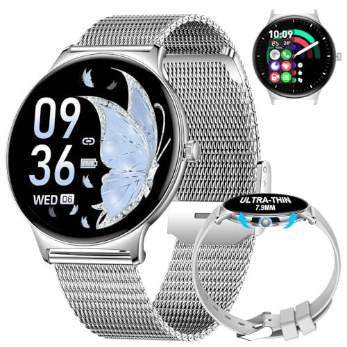 LIGE Damen Smart Watch Bluetooth Anrufe für Android iOS 100+ Sport 1.43" AMOLED Always-on Display Damen Smartwatch Silber Gitterband Frauen Smartwatch Herzfrequenz Schlaf Monitor LIGE Damen Smart Watch Bluetooth Anrufe für Android iOS 100+ Sport 1.43" AMOLED Always-on Display Damen Smartwatch Silber Gitterband Frauen Smartwatch Herzfrequenz Schlaf Monitor von LIGE