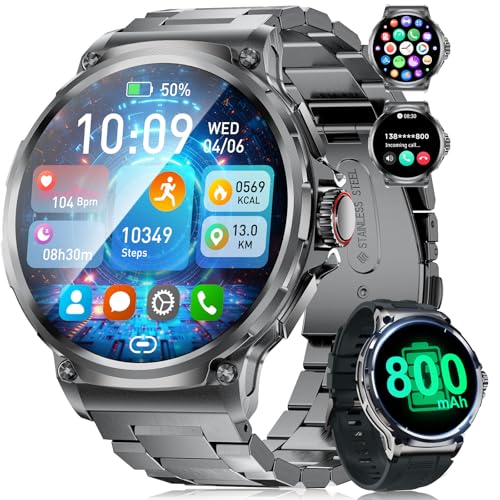 LIGE Herren-Smartwatch mit 800 mAh großer Akku 1,85 Zoll HD rundes Zifferblatt, Bluetooth, Anrufe, Smartwatch für Herren für iOS Android, 100+ Sportmodi, Schwarz LIGE Herren-Smartwatch mit 800 mAh großer Akku 1,85 Zoll HD rundes Zifferblatt, Bluetooth, Anrufe, Smartwatch für Herren für iOS Android, 100+ Sportmodi, Schwarz von LIGE