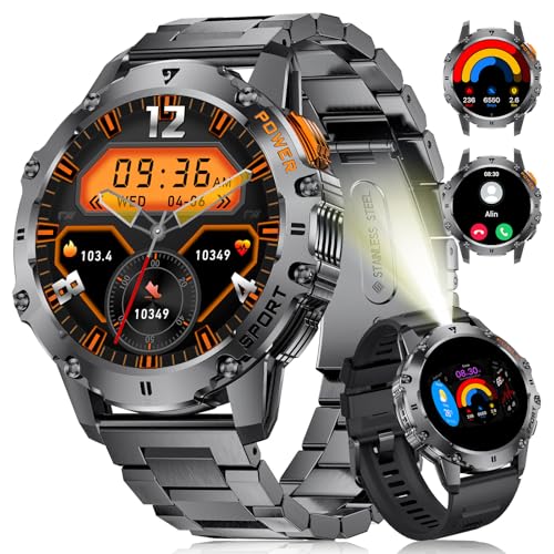 LIGE Militär Smartwatch Herren,Taschenlampe/1.43" AMOLED Sportuhr mit 500 mAh Akku/Telefonfunktion, 110+Sportmodi, Smartwatch mit Herzfrequenz/Schlafmonitor für Android iOS IP68 Wasserdicht LIGE Militär Smartwatch Herren,Taschenlampe/1.43" AMOLED Sportuhr mit 500 mAh Akku/Telefonfunktion, 110+Sportmodi, Smartwatch mit Herzfrequenz/Schlafmonitor für Android iOS IP68 Wasserdicht von LIGE