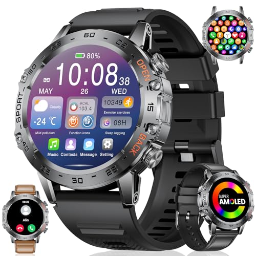 LIGE Militär Smartwatch Herren mit Anruf Texte Erinnerung, 530mAh Akku - 1.45''Amoled Display 100+ Sportmodi Fitnessuhr mit Herzfrequenz, SpO2, Schlafmonitor, Smartwatch für Android iOS, Schwarzbraun LIGE Militär Smartwatch Herren mit Anruf Texte Erinnerung, 530mAh Akku - 1.45''Amoled Display 100+ Sportmodi Fitnessuhr mit Herzfrequenz, SpO2, Schlafmonitor, Smartwatch für Android iOS, Schwarzbraun von LIGE