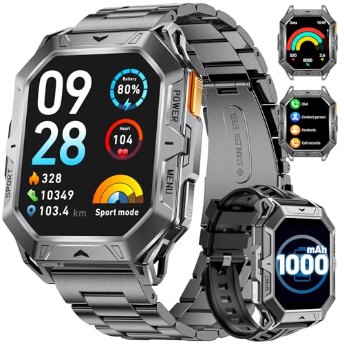LIGE Militär Smartwatch Herren mit Kompass/Barometerdruck/Höhenmesser, 2.13'' Amoled Großes Display, 1000mAh Akku, 100+ Sportmodi Fitnessuhr, 10ATM Wasserdicht für Android iOS, DunkelSchwarz LIGE Militär Smartwatch Herren mit Kompass/Barometerdruck/Höhenmesser, 2.13'' Amoled Großes Display, 1000mAh Akku, 100+ Sportmodi Fitnessuhr, 10ATM Wasserdicht für Android iOS, DunkelSchwarz von LIGE