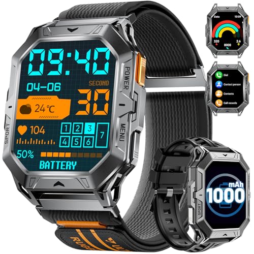 LIGE Militär Smartwatch Herren mit Kompass/Barometerdruck/Höhenmesser, 2.13'' Amoled Großes Display, 1000mAh Akku, 100+ Sportmodi Fitnessuhr, 10ATM Wasserdicht für Android iOS, Graublau LIGE Militär Smartwatch Herren mit Kompass/Barometerdruck/Höhenmesser, 2.13'' Amoled Großes Display, 1000mAh Akku, 100+ Sportmodi Fitnessuhr, 10ATM Wasserdicht für Android iOS, Graublau von LIGE