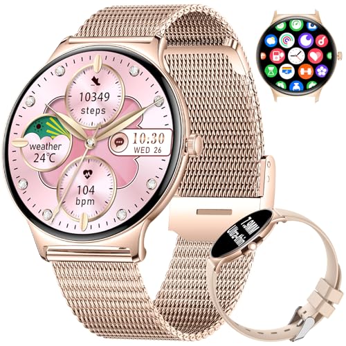 LIGE Smartwatch Damen 1.43" AMOLED Rund Touchscreen mit Telefonfunktion, Fitnesstracker Damen 120+Sportmodi/IP68/SpO2/Herzfrequenz/Menstruationszyklus Diamond Smart Watch für iOS Android (Rosegold) LIGE Smartwatch Damen 1.43" AMOLED Rund Touchscreen mit Telefonfunktion, Fitnesstracker Damen 120+Sportmodi/IP68/SpO2/Herzfrequenz/Menstruationszyklus Diamond Smart Watch für iOS Android (Rosegold) von LIGE