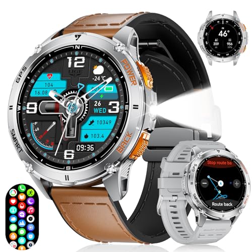 LIGE Smartwatch GPS Herren mit LED Taschenlampe 1.43″AMOLED mit Telefonfunktion 600 mAh Batterie Männer Smartwatch für iOS Android,Schrittzähler/Schlafmonitor/Kompass,170 Sportmodi,Braun LIGE Smartwatch GPS Herren mit LED Taschenlampe 1.43″AMOLED mit Telefonfunktion 600 mAh Batterie Männer Smartwatch für iOS Android,Schrittzähler/Schlafmonitor/Kompass,170 Sportmodi,Braun von LIGE