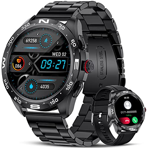 LIGE Smartwatch Herren, 1,32 Zoll Touchscreen Smart Watch mit Telefonfunktion Herzfrequenz Pulsmesser Schlafmonitor Schrittzähler,IP67 Wasserdicht Fitness Uhren, mit 20 Sportmodi für iOS Android von LIGE