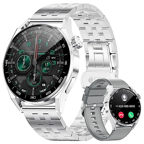 LIGE Smartwatch Herren, 1,39 Zoll 300mAh Uhren Smartwatches mit Telefonfunktion SpO2 Herzfrequenz Schlafmonitor Schrittzähler, IP68 Wasserdicht Fitness Tracker mit 100+ Sportmodi, iOS Android, Silber von LIGE