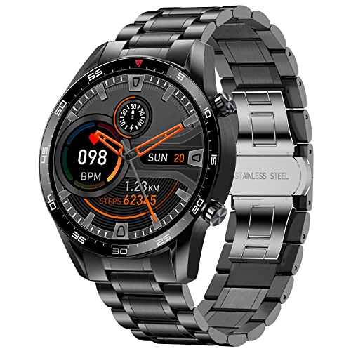 LIGE Smartwatch Herren, 1.32” HD Smart Watch mit Bluetooth Sprachanruf Pulsuhr, Schrittzähler, Schlafüberwachung, IP67 Wasserdicht Fitness Tracker Edelstahl Herren Uhr für iOS Android von LIGE