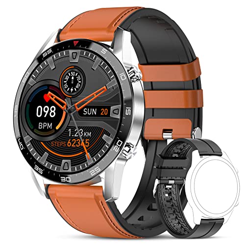 LIGE Smartwatch Herren, 1.32” HD Smart Watch mit Bluetooth Sprachanruf Pulsuhr, Schrittzähler, Schlafüberwachung, IP67 Wasserdicht Fitness Tracker Edelstahl Herren Uhr für iOS Android von LIGE