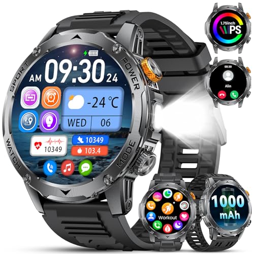 LIGE Smartwatch Herren, 1000mAh Akku/1.7” AMOLED Display Sportuhr Herren mit Telefonfunktion, 100+ Sportmodi Fitnessuhr, Herzfrequenz/Schlafmonitor/IP68 für Android iOS Schwarz LIGE Smartwatch Herren, 1000mAh Akku/1.7” AMOLED Display Sportuhr Herren mit Telefonfunktion, 100+ Sportmodi Fitnessuhr, Herzfrequenz/Schlafmonitor/IP68 für Android iOS Schwarz von LIGE