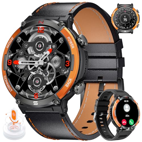 LIGE Smartwatch Herren, 2023 Smartwatch mit Telefonfunktion Fitnessuhr 1.52" IPS Display, 420Amh, 122 Sportmodi, Kompass, SpO2, IP67 Wasserdicht Smart Watch für iOS Android, Standard, black orange von LIGE
