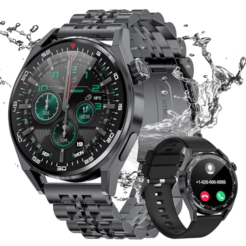 LIGE Smartwatch Herren, Bluetooth-Anruf & Kabellosem, IP68 Wasserdicht Outdoor Smartwatch, 1,39 Zoll Fitness Tracker für Gesundheit/Herzfrequenz/SpO2/Schlaf, Kompatibel Android iOS, Schwarz von LIGE