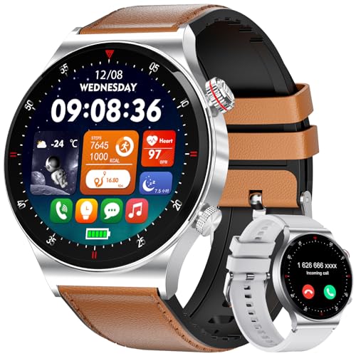 LIGE Smartwatch Herren 1.43''AMOLED Touchscreen Smartwatch Mit Telefonfunktion Fitnessuhr 110+Sportmodi/Schlafmonitor/ IP68 Wasserdicht, Smart Watch Kompatibel Mit iOS Android 400mAh Batterie 2024 von LIGE