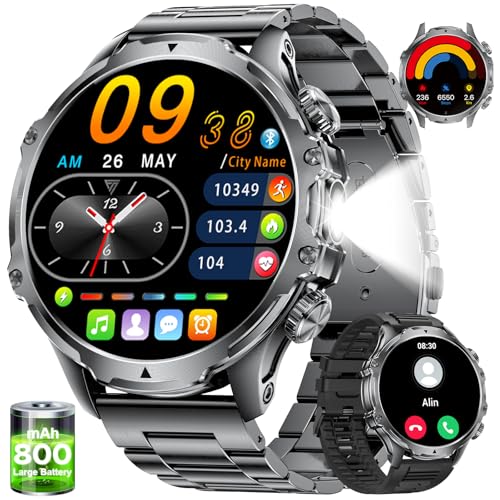 LIGE Smartwatch Herren 800 mAh Akku,1.85'' HD Großes Display/LED Taschenlampe Sportuhr Herren mit Telefonfunktion,110+ Sportmodi Fitnessuhr mit IP68 wasserdicht für Android iOS LIGE Smartwatch Herren 800 mAh Akku,1.85'' HD Großes Display/LED Taschenlampe Sportuhr Herren mit Telefonfunktion,110+ Sportmodi Fitnessuhr mit IP68 wasserdicht für Android iOS von LIGE
