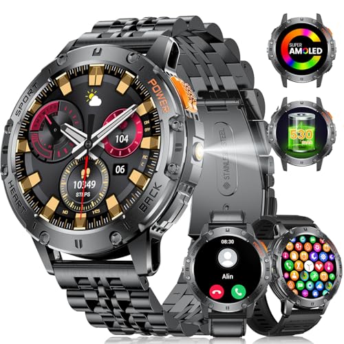 LIGE Smartwatch Herren LED-Taschenlampe,1.43‘’ AMOLED Touchscreen,530mAh Armbanduhr Herren mit 120+ Sportmodi Aktivitätstracker 5ATM Wasserdicht,Herzfrequenz/Blutdruck/Schlafmonitor LIGE Smartwatch Herren LED-Taschenlampe,1.43‘’ AMOLED Touchscreen,530mAh Armbanduhr Herren mit 120+ Sportmodi Aktivitätstracker 5ATM Wasserdicht,Herzfrequenz/Blutdruck/Schlafmonitor von LIGE