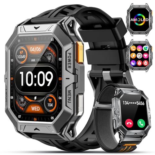 LIGE Smartwatch Herren Militär-1000mAh Großes Akku, 2.13" AMOLED Sportuhr mit Telefonfunktion, Herzfrequenz Schlafmonitor/IP68 Wasserdicht, 110+ Sportmodi Fitnessuhr für Android iOS, Silicone LIGE Smartwatch Herren Militär-1000mAh Großes Akku, 2.13" AMOLED Sportuhr mit Telefonfunktion, Herzfrequenz Schlafmonitor/IP68 Wasserdicht, 110+ Sportmodi Fitnessuhr für Android iOS, Silicone von LIGE