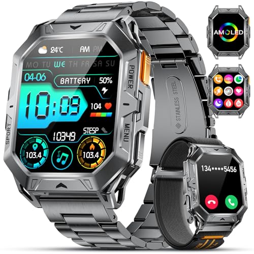 LIGE Smartwatch Herren Militär-1000mAh Großes Akku, 2.13" AMOLED Sportuhr mit Telefonfunktion/Herzfrequenz Schlafmonitor/IP68 Wasserdicht, 110+ Sportmodi Fitnessuhr für Android iOS LIGE Smartwatch Herren Militär-1000mAh Großes Akku, 2.13" AMOLED Sportuhr mit Telefonfunktion/Herzfrequenz Schlafmonitor/IP68 Wasserdicht, 110+ Sportmodi Fitnessuhr für Android iOS von LIGE
