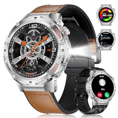 LIGE Smartwatch Herren Militär-530mAh Akku/LED Taschenlampe,1.43'' HD AMOLED Sportuhr Herren mit 132 Sportmodi,IP68 Wasserdicht Fitnessuhr mit Herzfrequenz/SpO2/Schlafmonitor für Android iOS LIGE Smartwatch Herren Militär-530mAh Akku/LED Taschenlampe,1.43'' HD AMOLED Sportuhr Herren mit 132 Sportmodi,IP68 Wasserdicht Fitnessuhr mit Herzfrequenz/SpO2/Schlafmonitor für Android iOS von LIGE