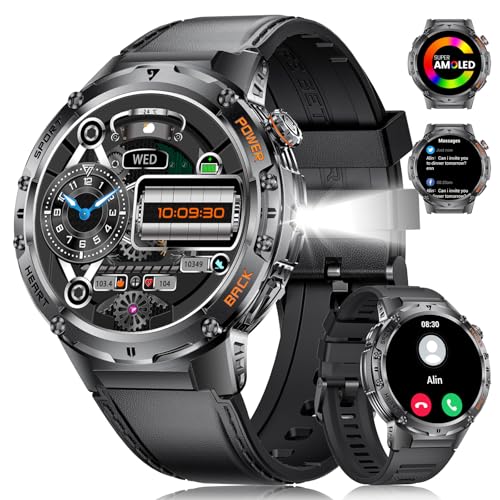 LIGE Smartwatch Herren Militär-530mAh großer Akku/LED Taschenlampe,1.43'' AMOLED Sportuhr Herren mit 132 Sportmodi,IP68 Wasserdicht Fitnessuhr mit Herzfrequenz/Schlafmonitor für Android iOS LIGE Smartwatch Herren Militär-530mAh großer Akku/LED Taschenlampe,1.43'' AMOLED Sportuhr Herren mit 132 Sportmodi,IP68 Wasserdicht Fitnessuhr mit Herzfrequenz/Schlafmonitor für Android iOS von LIGE