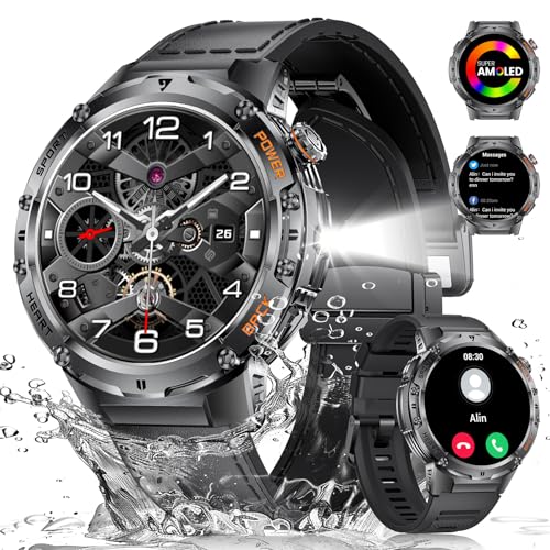 LIGE Smartwatch Herren Militär-530mAh großer Akku/LED Taschenlampe,1.43'' HD AMOLED Sportuhr Herren mit 132 Sportmodi,IP68 Wasserdicht Fitnessuhr mit Herzfrequenz/SpO2/Schlafmonitor für Android iOS LIGE Smartwatch Herren Militär-530mAh großer Akku/LED Taschenlampe,1.43'' HD AMOLED Sportuhr Herren mit 132 Sportmodi,IP68 Wasserdicht Fitnessuhr mit Herzfrequenz/SpO2/Schlafmonitor für Android iOS von LIGE