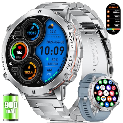 LIGE Smartwatch Herren Militär mit Große 900mAh-Akku, 1,73" AMOLED Großbildschirm Fitnessuhr Herren mit Kompass Barometer, 110+ Sportmodi, IP68 Wasserdicht, Herzfrequenz/Schlafmonitor for Android iOS LIGE Smartwatch Herren Militär mit Große 900mAh-Akku, 1,73" AMOLED Großbildschirm Fitnessuhr Herren mit Kompass Barometer, 110+ Sportmodi, IP68 Wasserdicht, Herzfrequenz/Schlafmonitor for Android iOS von LIGE