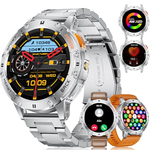 LIGE Smartwatch Herren Militär mit LED Taschenlampe 530mAh,1.43'' AMOLED Sportuhr Herren für Android iOS,IP68 Wasserdicht Fitnessuhr mit 120+ Sportmodi Herzfrequenz SpO2 Schlafmonitor,3 Bänder LIGE Smartwatch Herren Militär mit LED Taschenlampe 530mAh,1.43'' AMOLED Sportuhr Herren für Android iOS,IP68 Wasserdicht Fitnessuhr mit 120+ Sportmodi Herzfrequenz SpO2 Schlafmonitor,3 Bänder von LIGE