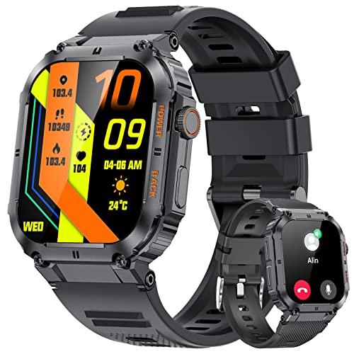 LIGE Smartwatch Herren Militär mit Telefonfunktion,1.96'' HD Touchscreen,400mah Sportuhr,5ATM Wasserdicht,120+ Sportmodi Aktivitätstracker mit Blutdruck/Herzfrequenz/SpO2/Schlafmonitor Schwarz LIGE Smartwatch Herren Militär mit Telefonfunktion,1.96'' HD Touchscreen,400mah Sportuhr,5ATM Wasserdicht,120+ Sportmodi Aktivitätstracker mit Blutdruck/Herzfrequenz/SpO2/Schlafmonitor Schwarz von LIGE