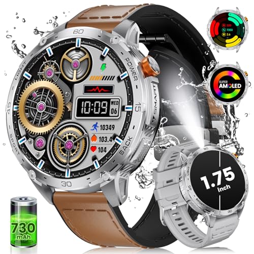 LIGE Smartwatch Herren mit LED-Taschenlampe,1,75" AMOLED Militär Smartwatch mit Telefonfunktion,120+ Sportmodi,Herzfrequenz/Schlafmonitor IP68 wasserdicht sportuhr für iOS Android Braun LIGE Smartwatch Herren mit LED-Taschenlampe,1,75" AMOLED Militär Smartwatch mit Telefonfunktion,120+ Sportmodi,Herzfrequenz/Schlafmonitor IP68 wasserdicht sportuhr für iOS Android Braun von LIGE