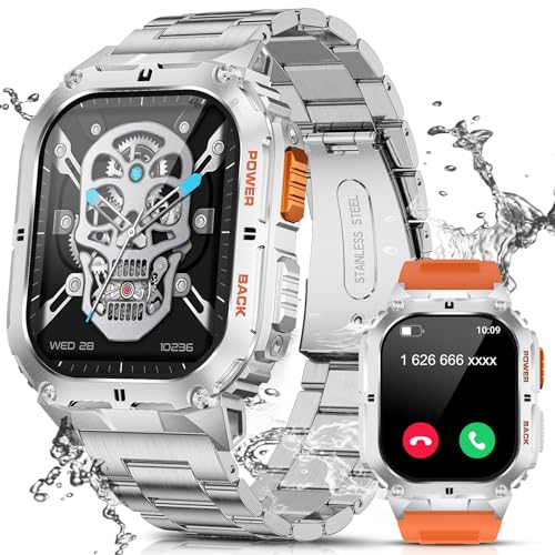 LIGE Smartwatch Herren mit Telefonfunktion, 1,95" AMOLED-Bildschirm Smart Watch mit 24/7 Herzfrequenz, Blutdruck, Schlafüberwachung für Android iOS, 100+ Sportmodi, IP68 Wasserdicht, Always on von LIGE