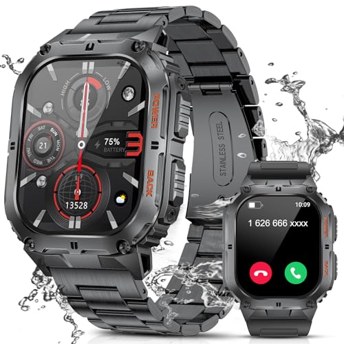 LIGE Smartwatch Herren mit Telefonfunktion, 1,95" AMOLED-Bildschirm Smart Watch mit 24/7 Herzfrequenz, Blutdruck, Schlafüberwachung für Android iOS, 100+ Sportmodi, IP68 Wasserdicht, Always on von LIGE