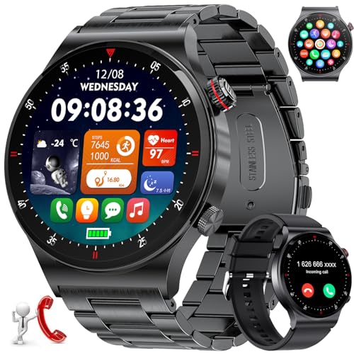 LIGE Smartwatch Herren mit Telefonfunktion, 1.43" Amoled Bildschirm Smart Watch mit Schlafmonitor 24/7 Herzfrequen, SpO2 für Android iOS, 110+ Sportmodi Fitnessuhr, IP68 Wasserdicht, Always on von LIGE