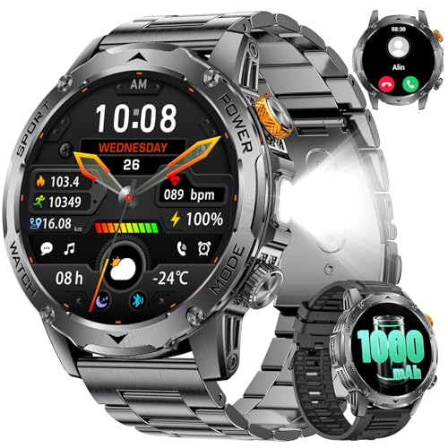 LIGE Smartwatch Herren mit Telefonfunktion, 1.75" Großer Bildschirm/1000mAh Akku Sportuhr, LED Taschenlampe 110+Sportmodi IP68 Wasserdicht für Android iOS, Herzfrequenz Schlafmonitor, Schwarz LIGE Smartwatch Herren mit Telefonfunktion, 1.75" Großer Bildschirm/1000mAh Akku Sportuhr, LED Taschenlampe 110+Sportmodi IP68 Wasserdicht für Android iOS, Herzfrequenz Schlafmonitor, Schwarz von LIGE