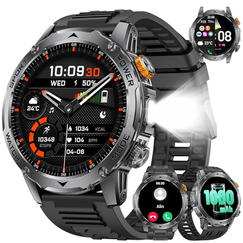 LIGE Smartwatch Herren mit Telefonfunktion, 1.75" Großer Bildschirm/1000mAh Akku Sportuhr, LED Taschenlampe 110+Sportmodi IP68 Wasserdicht für Android iOS, Herzfrequenz Schlafmonitor, Silicone LIGE Smartwatch Herren mit Telefonfunktion, 1.75" Großer Bildschirm/1000mAh Akku Sportuhr, LED Taschenlampe 110+Sportmodi IP68 Wasserdicht für Android iOS, Herzfrequenz Schlafmonitor, Silicone von LIGE