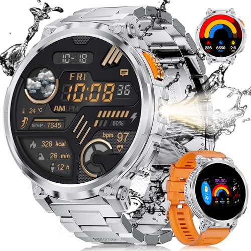 LIGE Smartwatch Herren mit Telefonfunktion, 1.85" HD IPS Screen Smart Watch mit 730mAh/IP68 Wasserdicht/120+Sport Modus/Herzfrequenz Überwachung/Schlaf Überwachung, Android iOS Fitness Watch (Silber) von LIGE